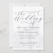 Romantisch Script Kasteel Illustratie Huwelijk Kaart (Voorkant)