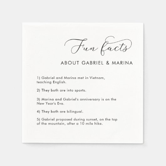 Romantisch Script Leuke Feiten Passen getrouwd Bru Servet (Voorkant)