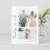 Romantisch script Meerdere foto's bruiloft Bedankkaart (Staand voorkant)