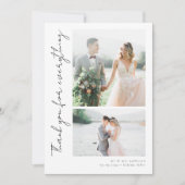 Romantisch script Meerdere foto's bruiloft Bedankkaart (Voorkant)