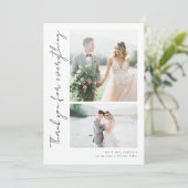 Romantisch script Meerdere foto's bruiloft Bedankkaart (Staand voorkant)
