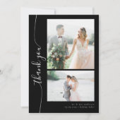 Romantisch script Meerdere foto's bruiloft Bedankkaart (Voorkant)