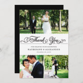 Romantisch script met geschulpte band Multi-Photo  Bedankkaart (Voorkant / Achterkant)