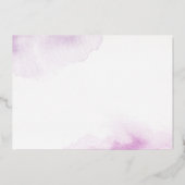 Romantisch script paarse waterverf folie notecard folie uitnodiging (Achterkant)