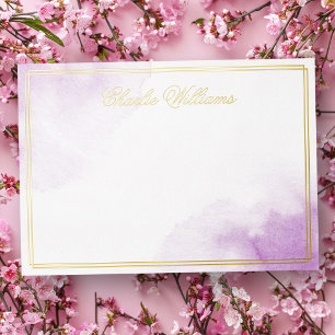 Romantisch script paarse waterverf folie notecard uitnodiging