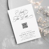 Romantisch Script QR Code Zwart & Wit Save The Date
