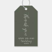 Romantisch script sagegroene Dankjewel Bruiloft Cadeaulabel (Voorkant)