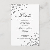 Romantisch Script Silver Confetti Wedding Details Informatiekaartje (Voorkant)