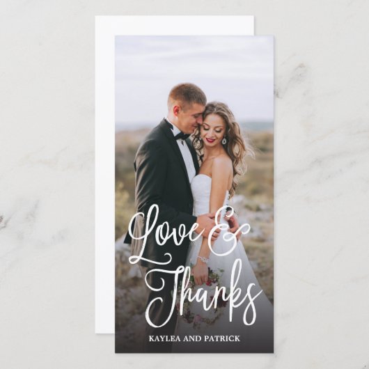 Romantisch Script Trouwen Bedankt Fotokaart (Voorkant / Achterkant)