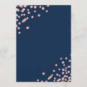 Romantisch Script Trouwen Confetti Roos Gold Navy Menu (Achterkant)