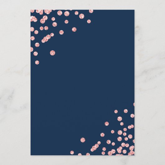 Romantisch Script Trouwen Confetti Roos Gold Navy Menu (Achterkant)
