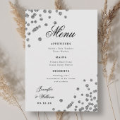 Romantisch Script Trouwen Confetti Silver Menu