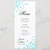 Romantisch Script Trouwen Confetti Turquoise Menu (Voorkant)