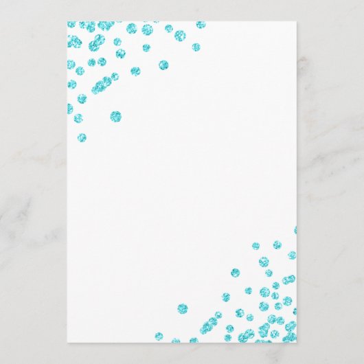 Romantisch Script Trouwen Confetti Turquoise Menu (Achterkant)
