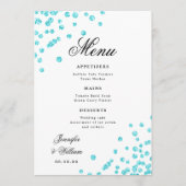 Romantisch Script Trouwen Confetti Turquoise Menu (Voorkant)