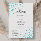 Romantisch Script Trouwen Confetti Turquoise Menu