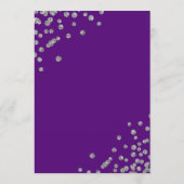 Romantisch Script Trouwen Confetti Zilver Paarse Menu (Achterkant)