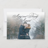 romantisch script vrolijk en getrouwd pasgetrouwde feestdagenkaart (Voorkant)