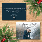 romantisch script vrolijk en getrouwd pasgetrouwde feestdagenkaart