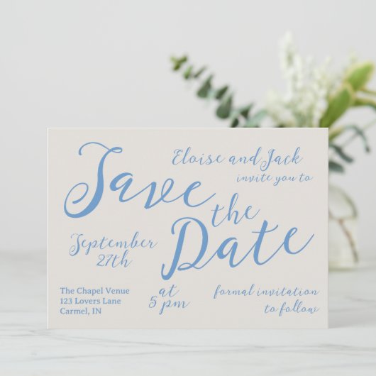Romantisch Script Wedding Save the Date Kaart (Staand voorkant)