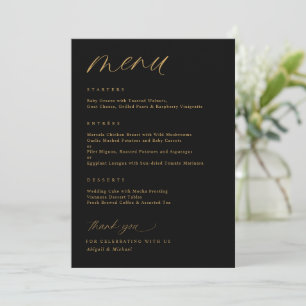 Romantisch Script Zwart en Goud Bruiloft Menu