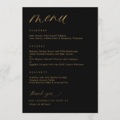 Romantisch Script Zwart en Goud Bruiloft Menu (Voorkant)