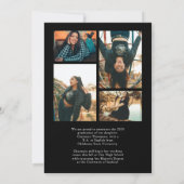 Romantisch Script Zwart Fotocollage Afstuderen Aankondiging (Achterkant)