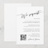 Romantisch Script Zwart & Wit Huwelijksreceptie Kaart (Voorkant / Achterkant)