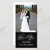 ROMANTISCH SCRIPT ZWARTE BRUILOFT BEDANKT FOTOKAAR (Voorkant / Achterkant)