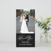 ROMANTISCH SCRIPT ZWARTE BRUILOFT BEDANKT FOTOKAAR (Staand voorkant)