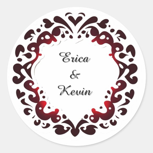Romantisch Sierlijk Cirkelvormig Frame Ronde Sticker (Voorkant)