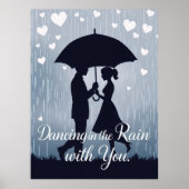 Romantisch silhouet dansen in de regen poster (Voorkant)