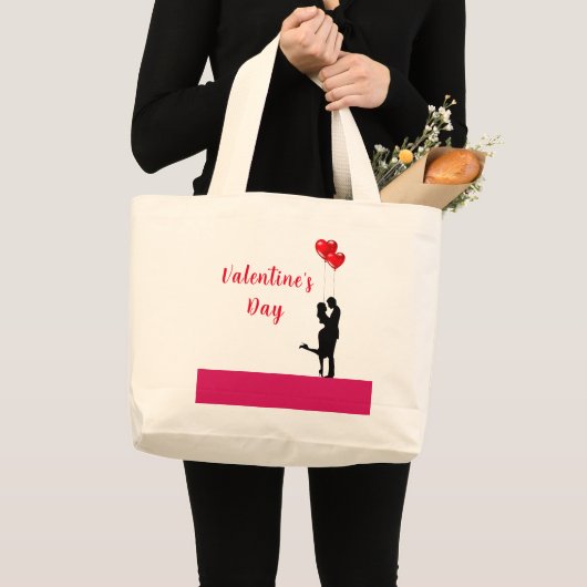 Romantisch silhouet liefhebbend koppel. Valentijns Grote Tote Bag (Voorkant (product))