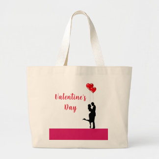Romantisch silhouet liefhebbend koppel. Valentijns Grote Tote Bag
