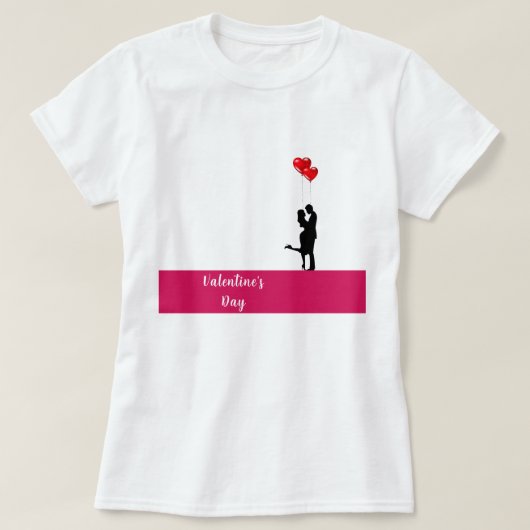 Romantisch silhouet liefhebbend koppel. Valentijns T-shirt (Design voorkant)