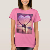 Romantisch silhouet onder een vurig hart t-shirt (Voorkant)