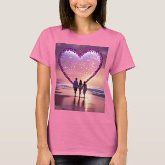 Romantisch silhouet onder een vurig hart t-shirt