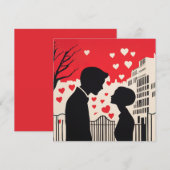 Romantisch silhouet paar cityscape harten kaart (Voorkant / Achterkant)