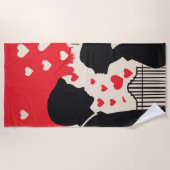 Romantisch silhouet paar cityscape harten strandlaken (Voorkant)