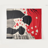 Romantisch silhouet paar cityscape harten wandkleed (Voorkant (horizontaal))