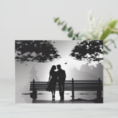 Romantisch Silhouet Paar in Park Datum Aankondiging (Staand voorkant)