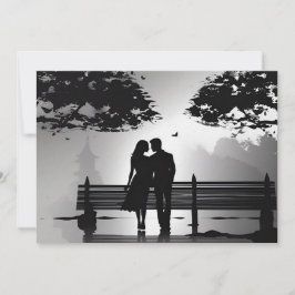 Romantisch Silhouet Paar in Park Datum Aankondiging
