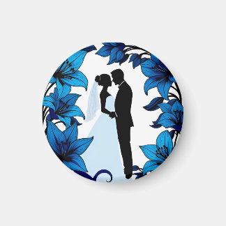 Romantisch silhouet van een echtpaar magneet