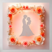 Romantisch silhouet van een echtpaar poster (Voorkant)