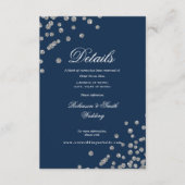 Romantisch Silver Confetti Wedding Details Navy Informatiekaartje (Voorkant)