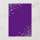 Romantisch Silver Confetti Wedding Details Paarse Informatiekaartje (Achterkant)