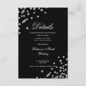 Romantisch Silver Confetti Wedding Details Zwart Informatiekaartje (Voorkant)