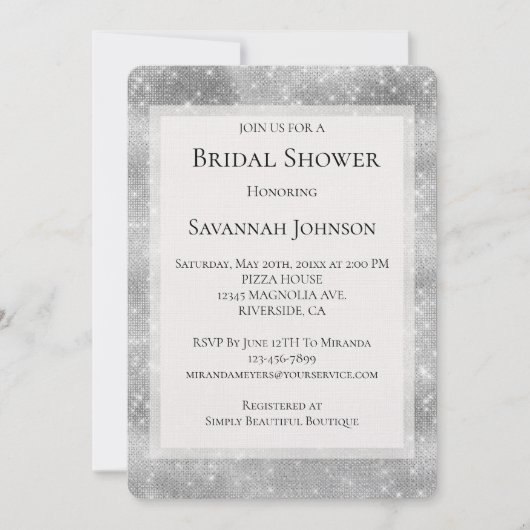 Romantisch Silver Sparkle Glitzy Vrijgezellenfeest Kaart (Voorkant)