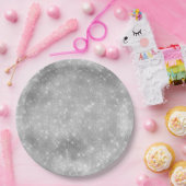 Romantisch Silver Sparkle Glitzy Vrijgezellenfeest Papieren Bordje (Feest)