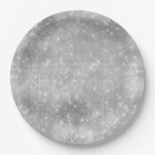 Romantisch Silver Sparkle Glitzy Vrijgezellenfeest Papieren Bordje (Voorkant)
